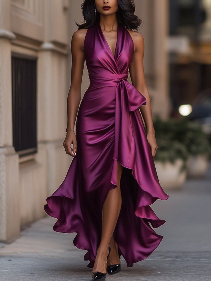 Isadora™ Robe Féminine Drapée Élégance Satinée