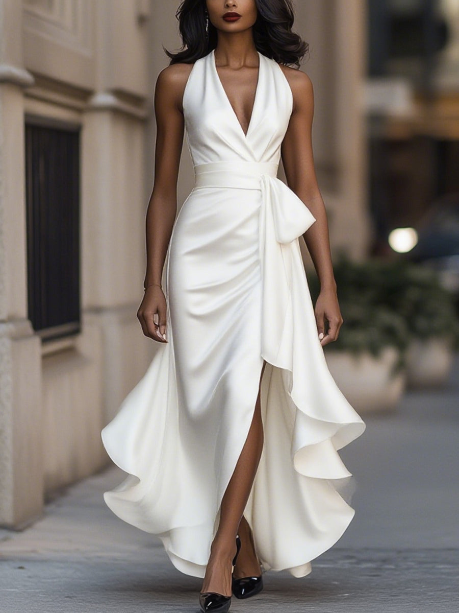 Isadora™ Robe Féminine Drapée Élégance Satinée