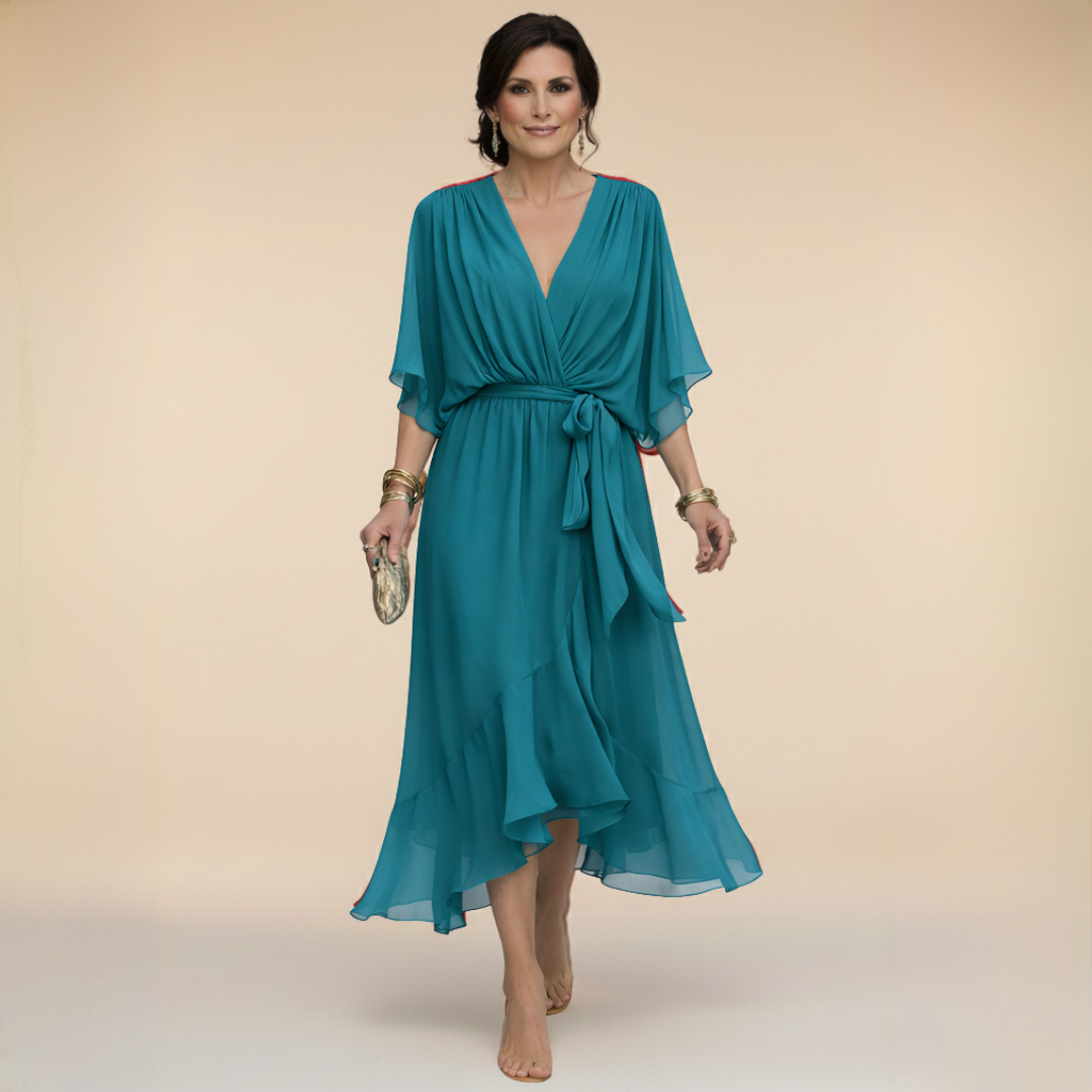 Nadia™ Robe Féminine Drapée Élégance Fluide