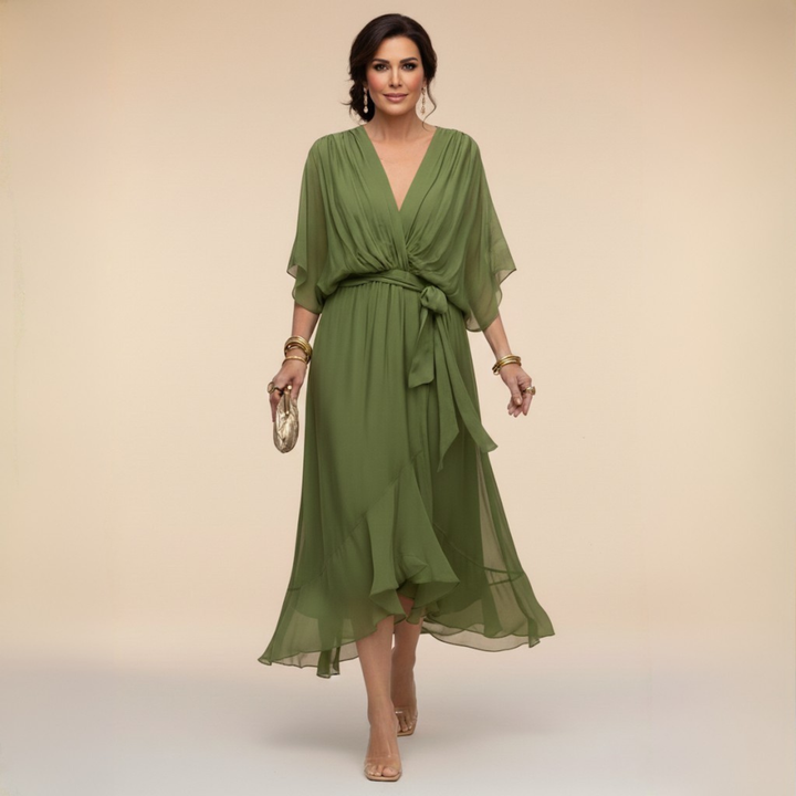 Nadia™ Robe Féminine Drapée Élégance Fluide