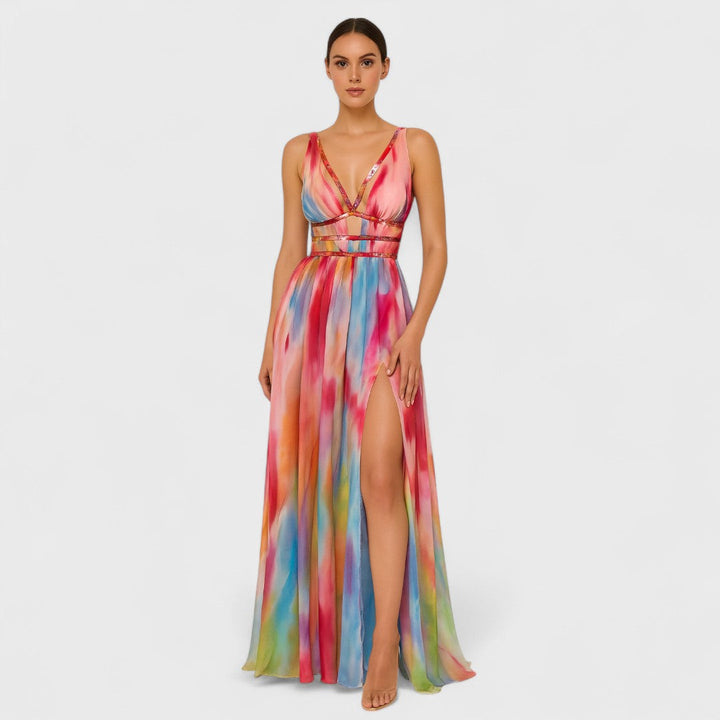 Freya | Robe longue peinte