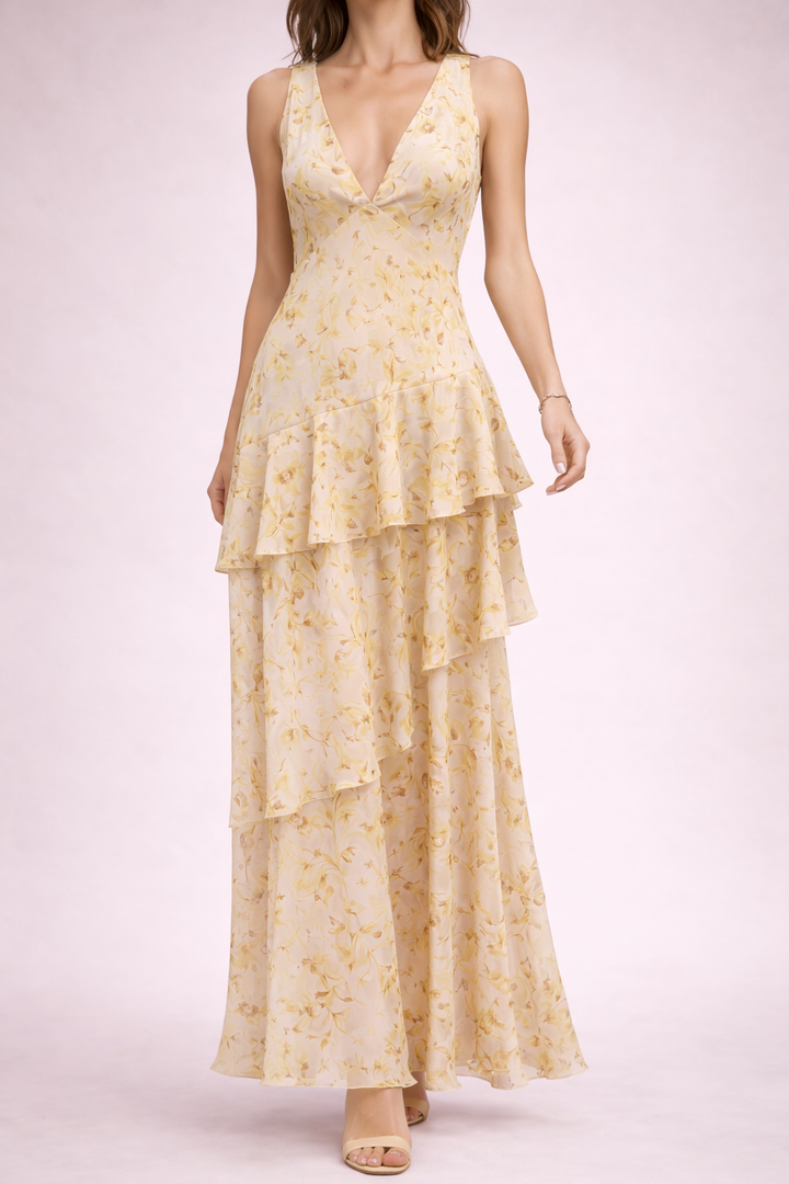 LORINE - Robe Maxi Élégance Cascade