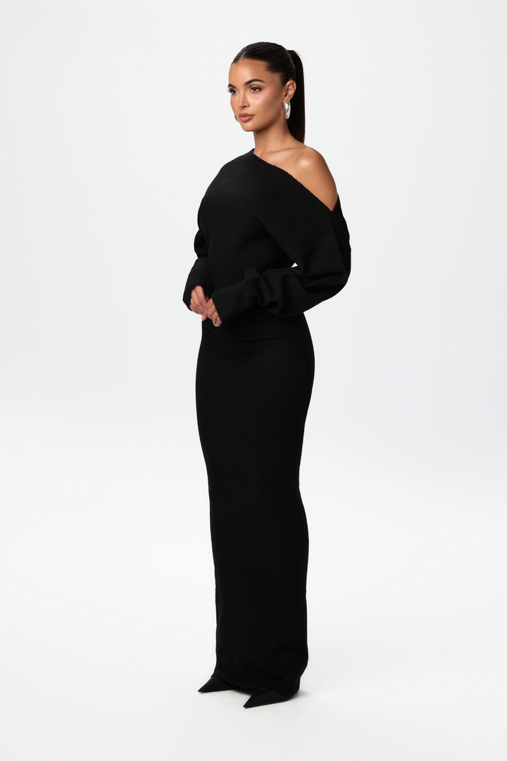 Apolline™ | Robe Pull à Épaules Dénudées