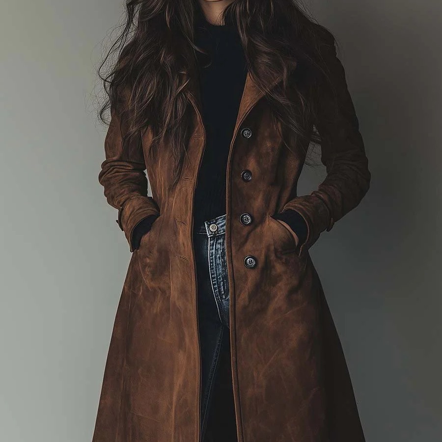 Danoir Paris™ | Trench-coat en daim au style vintage