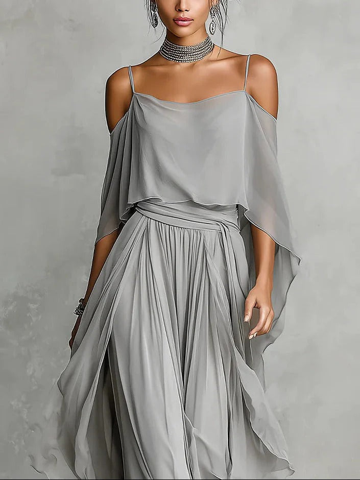 Amandine™ Robe Féminine Drapée Élégance Aérienne