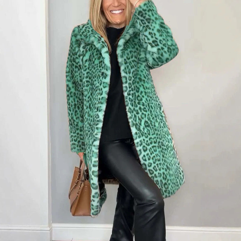 Séverine™ — Veste mi-longue léopard élégante